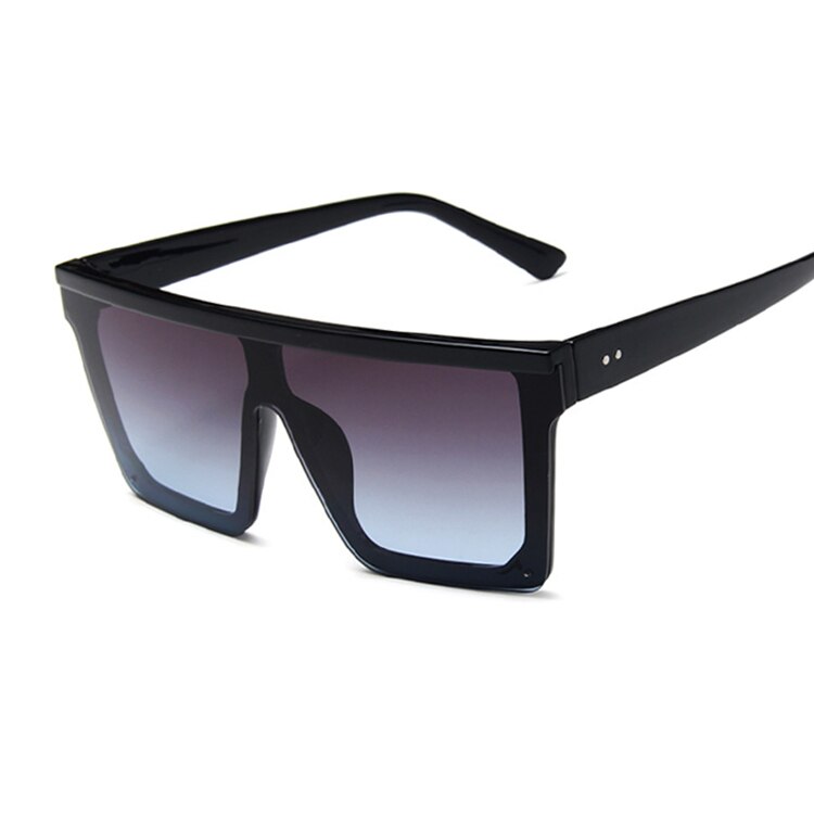 Oversized Zonnebril Vrouwen Big Frame Vierkante Platte Top Klinknagel Zonnebril Vrouwelijke Vrouwen/Mannen Vintage Spiegel Shades Gradiënt UV400: BlackDoubleGray