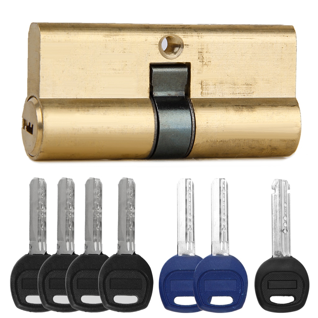 65MM 32.5/32.5 Brass Key Cylinder Door Lock Barrel Anti Bump/Drill + 7 Keys