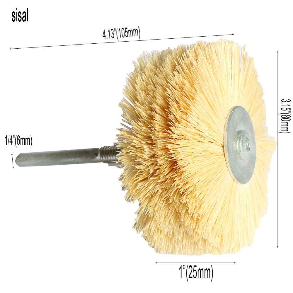 2PCS Abrasive Sisal Filament &amp; Horse Hair Brush Polishing Grinding Head Woodworking Furniture For Drill Rotary Tools shank 6mm: 2pcs sisal
