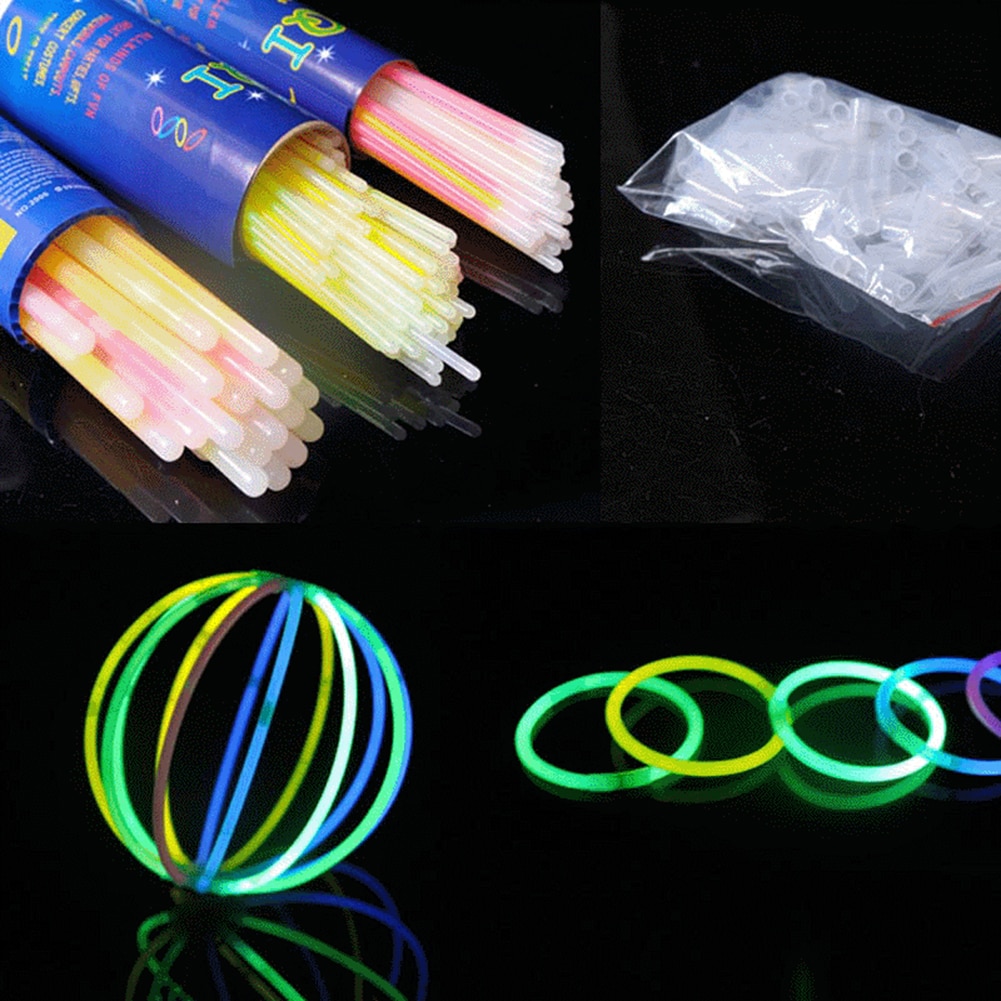 50Pcs Multifunction Colorful Luminous Party Fluorescence Light Glow Sticks Bracelets Necklaces Neon For Party Wedding Props