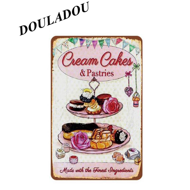 [Douladou] Vintage Pannenkoek Pizza IJS Plaque Tin Teken Cafe Winkel Metalen Teken Poster Bar Club Thuis decoratie 20x30cm: 13