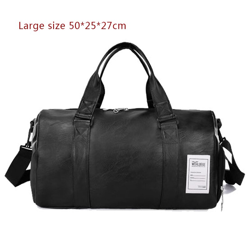 Men Travel Duffle Bag Women Travel Hand Luggage Bag PU Leather Waterproof Sports Gym Bag Large Capacity Weekend Handbag: BlackF