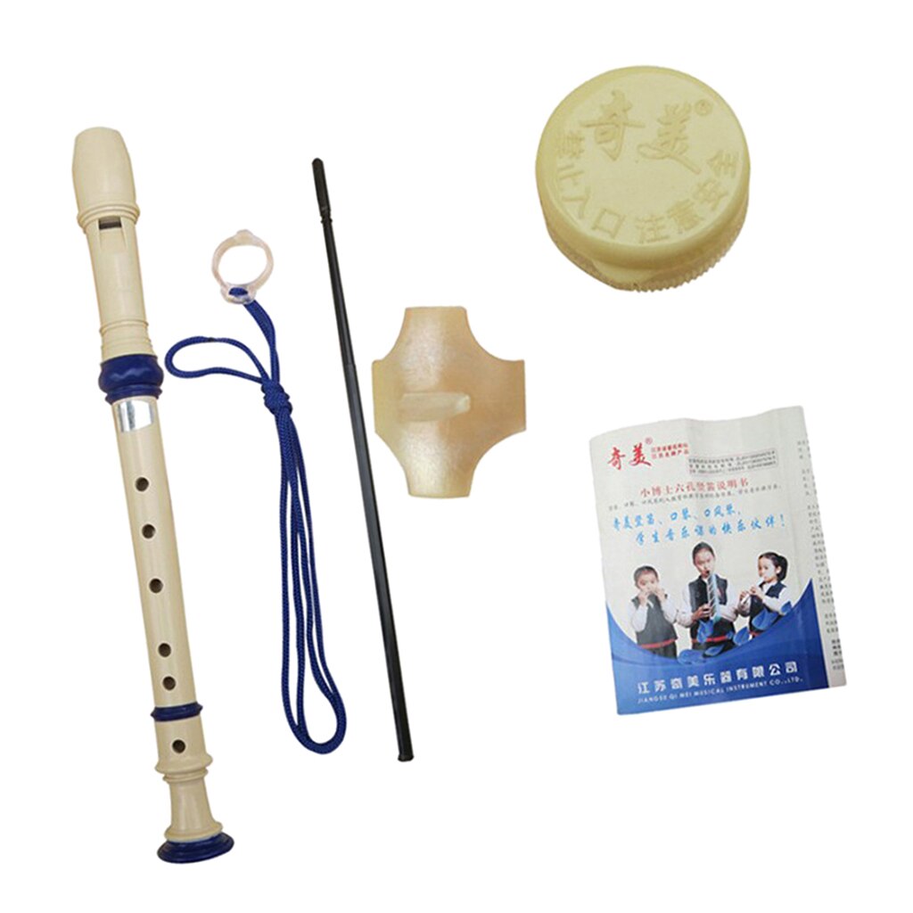 ABS Soprano Recorder 6 Holes with Joint Grease,Cleaning Rod and Finger Support