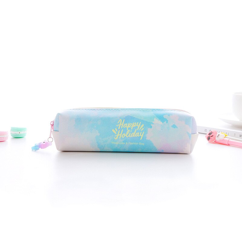 Estuche de lápices de colores, estuche escolar de cuero, papelería, bolsa de almacenamiento de objetos pequeños: Yellow letter