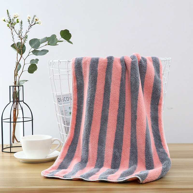 Toalla de microfibra de rayas onduladas para niños y adultos, toalla de baño de secado rápido, supersuave y absorbente, grande: gray strip