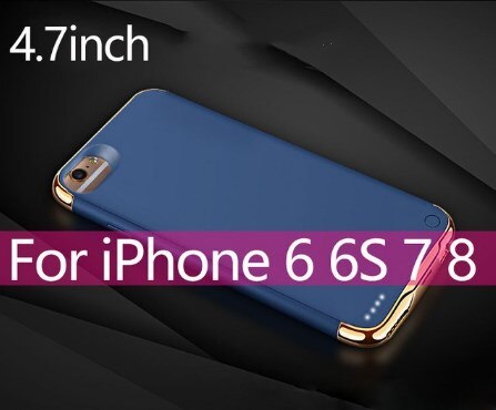 Voor iphone 6 6s 7 8 batterijlader case ultradunne externe back-up lader case voor iphone x  xs 6 6 s 7 8 plus powerbank case: I6 i6s i7 i8 blauw