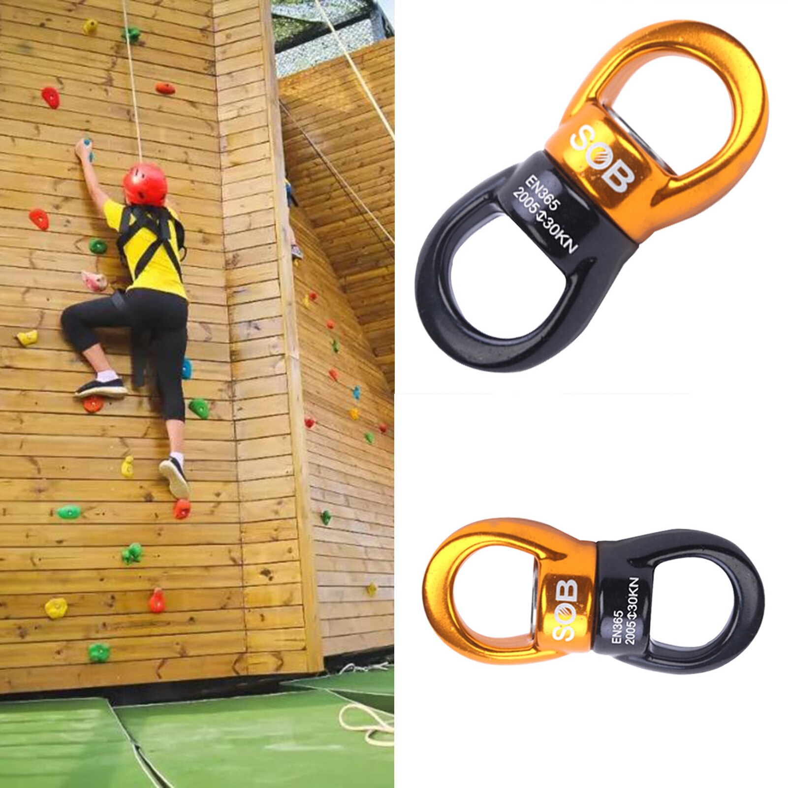 30KN Rock Climbing Swivel Rotor Hook Swivel Ring Rotary Connector for Mountaineering Rock Climbing Outdoor Rescue Rappelling