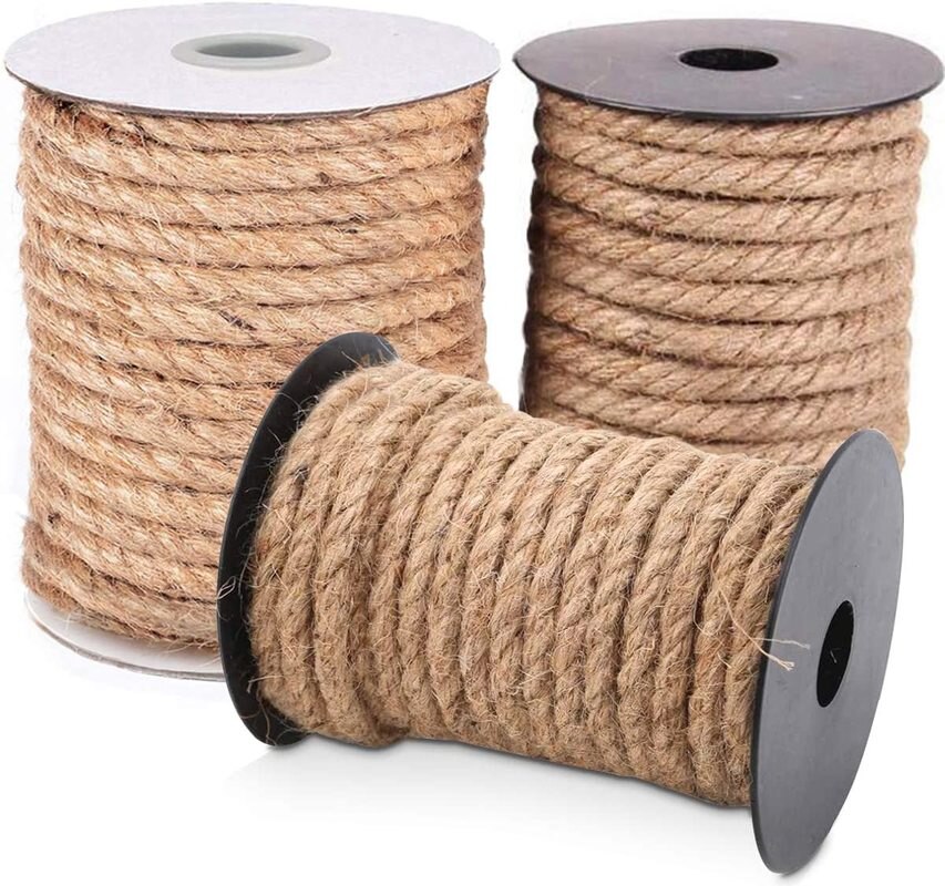 8mm Natural Jute Rope Heavy Duty Twine Hemp Twisted Cord Macrame String DIY Craft Handmade Decoration Pet Scratching