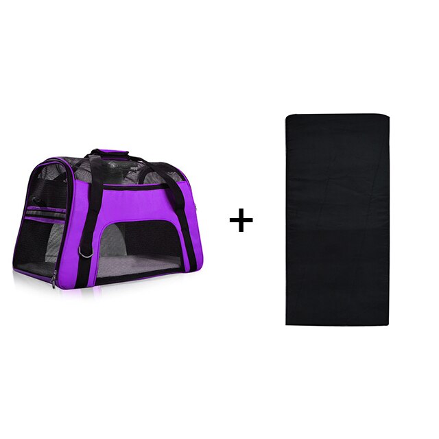 Hundväskor bärbar hundbärväska mesh ventilerande bärväskor för små hundar hopfällbara katter handväska resor husdjursväska transportväska: Lila / S