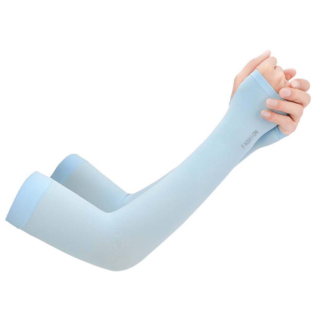 2 PCS Arm Sleeves Ice Fabric Sun UV Protection Cooling Warmer Arms Sleeve Summer Sun Cool Outdoor Solid Color Arm Sleeve Unisex: Blue