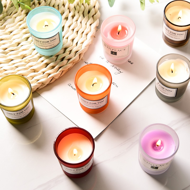 Färg hem födelsedag ljus söt burk glas doft rund bröllop nordisk modern mini romantiska dekorationer velas heminredning  by75ca