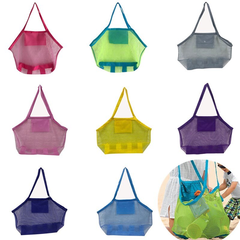 Portable Foldable Kids Beach Toys Mesh Bag Children Bath Beach Toys Pouch Bag Child Baby Large Mesh Tote Baskets Storage Bag