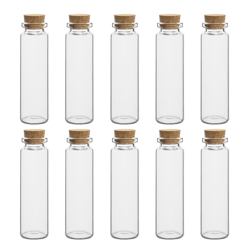 10 Uds Mini botellas de vidrio con tapones de corcho tarros de hechizo viales de poción botellas de mensaje de deseos para favores manualidades DIY 5ml-20ml: Blanco puro
