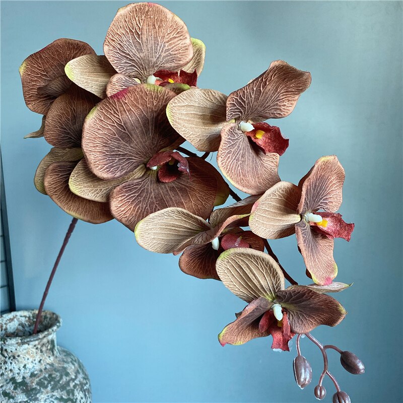 Orquídea Negra grande de 105cm, orquídea, flor de seda Artificial, Phalaenopsis para boda, jardín, decoración de habitación, flores artificiales: B