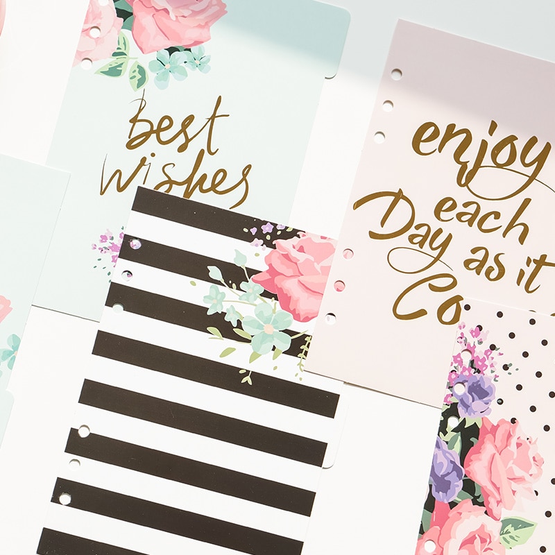 cartoon dividers set for spiral notebooks,candy 6 holes index paper for personal diary binder weekly planner A5 A6