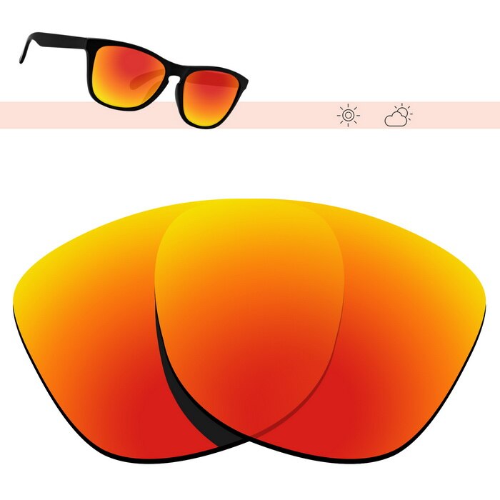 Glintbay polariserade ersättningssolglasögonglas för oakley frogskins-flera alternativ: Eld röd spegel