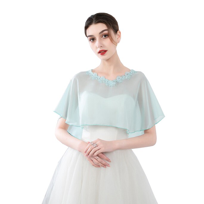 Vestes en mousseline de soie pour femmes, longues écharpes, châle, enveloppe, doux, pour soirée et mariage: mint