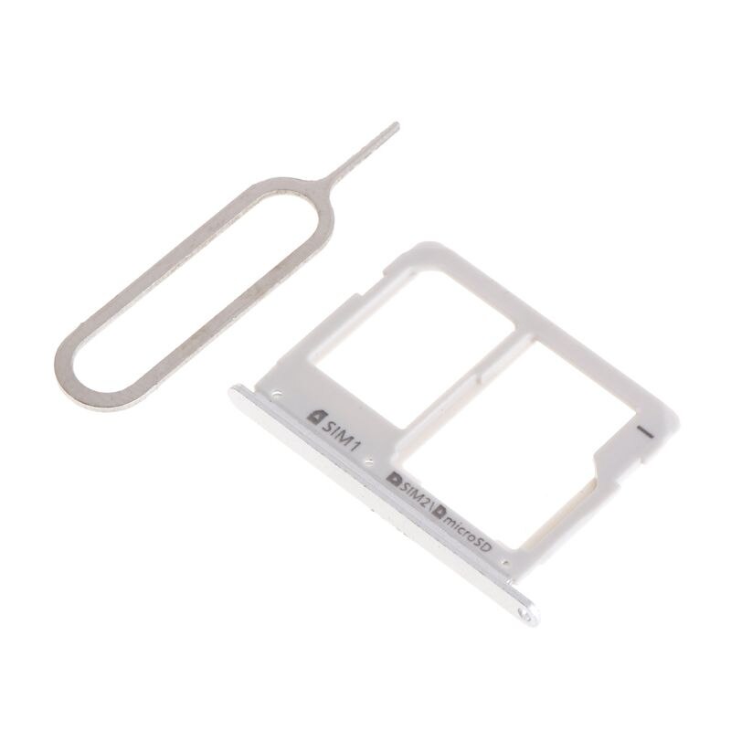 Dual Sim Micro Sd Card Tray Slot Voor Samsung Galaxy A3 A310 A5 A510 A7 A710 Kaartlezer houder: Zilver