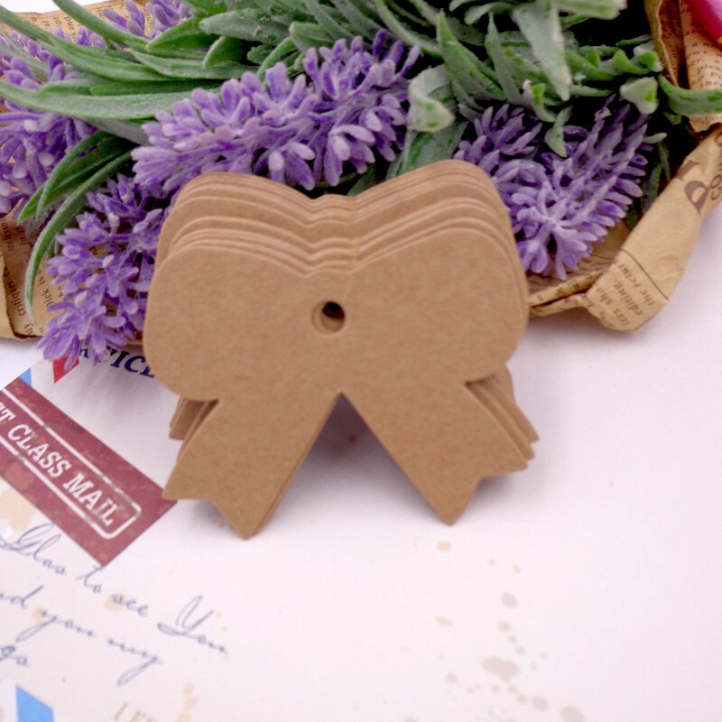 Étiquette de prix en papier Kraft, nœud papillon, cartes faites à la main bricolage DIY, pour mariage, fête d&#39;anniversaire