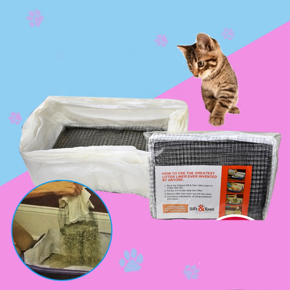 Filet filtrant réutilisable pour chat, bac à litière élastique pour chatons, filtre à excréments, doublures, sac à litière