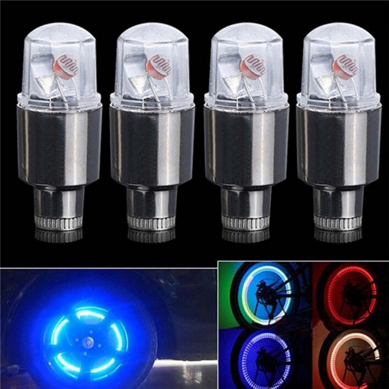 2 stuks led auto fiets wiel band band stof spaak zaklampen ventieldoppen accessoires auto-onderdelen
