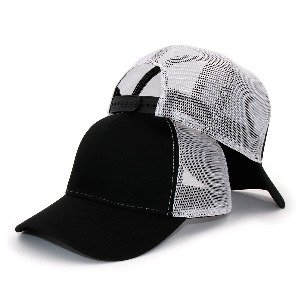 KOEP Type Casual Solid Cotton Truck Cap For Women Men Black White Summer Baseball Cap Cool Mesh Snapback Dad Hats Free Ship: Black-White