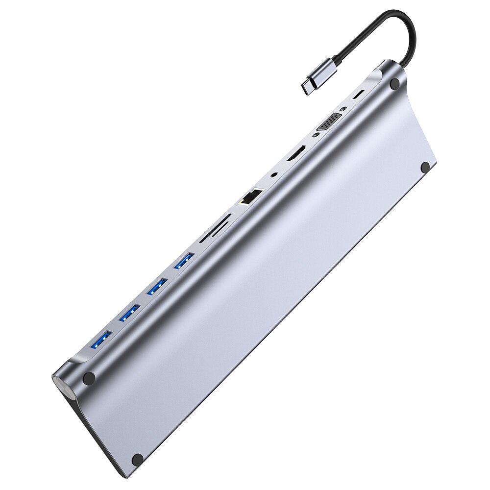 Estação de acoplamento/hub para laptops usando monitores duplos tipo c 11/12 em 1 para o portátil macbook com pd usb 3.0 hdmi mult interface
