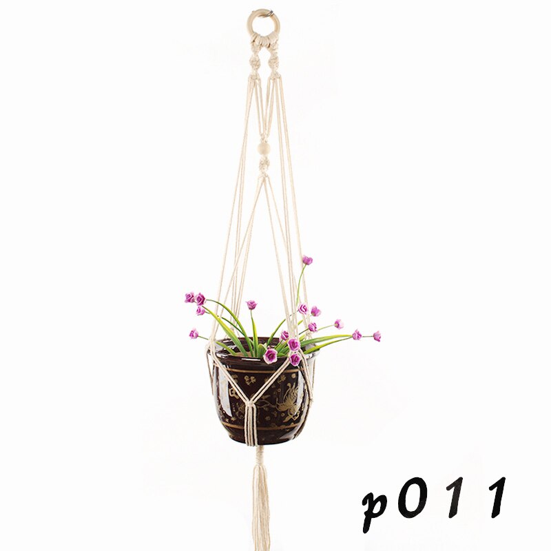 Macrame Plant Hanger Opknoping Bloempot Hanger Plant Houders Gevlochten Touw Opknoping Planter Mand Voor Thuis Indoor Outdoor Decor: p0011