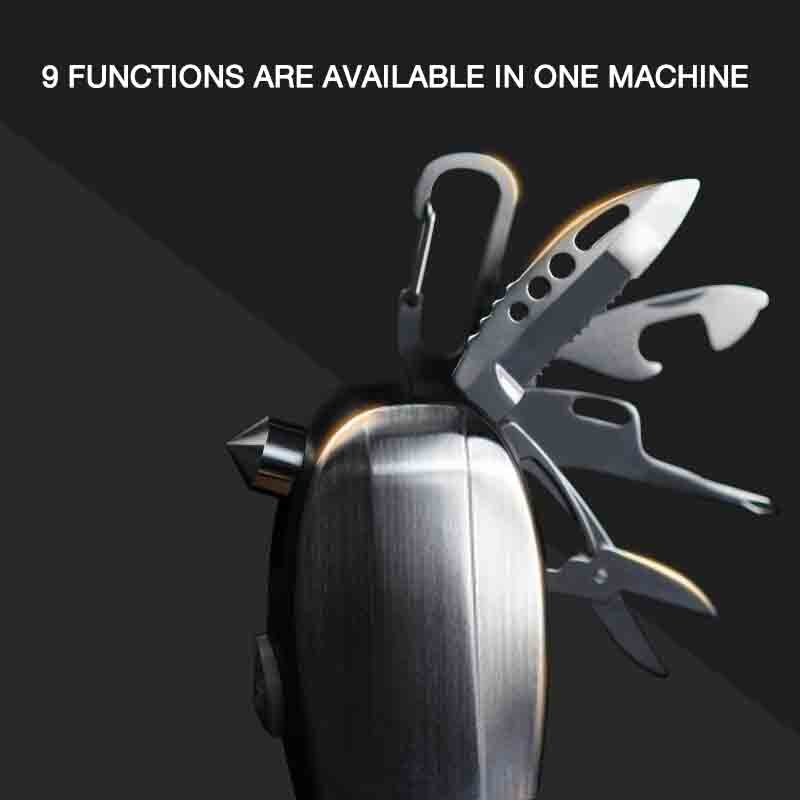 9 in 1 multifunctional safety hammer car escape tool fire rescue hammer broken window tire pressure gauge