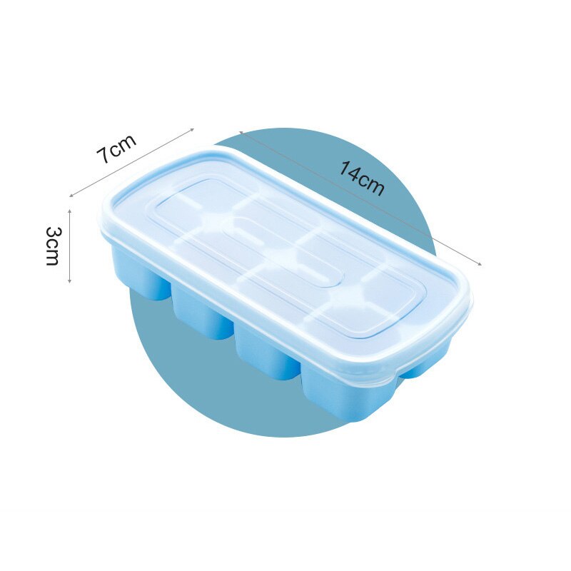 8 Grids Silicone Ice Mould Square Ice Cube Maker with Dustproof Lid Ice Cube Molds Ice Cube Tray for Whiskey Cocktails Drinking: Light Blue