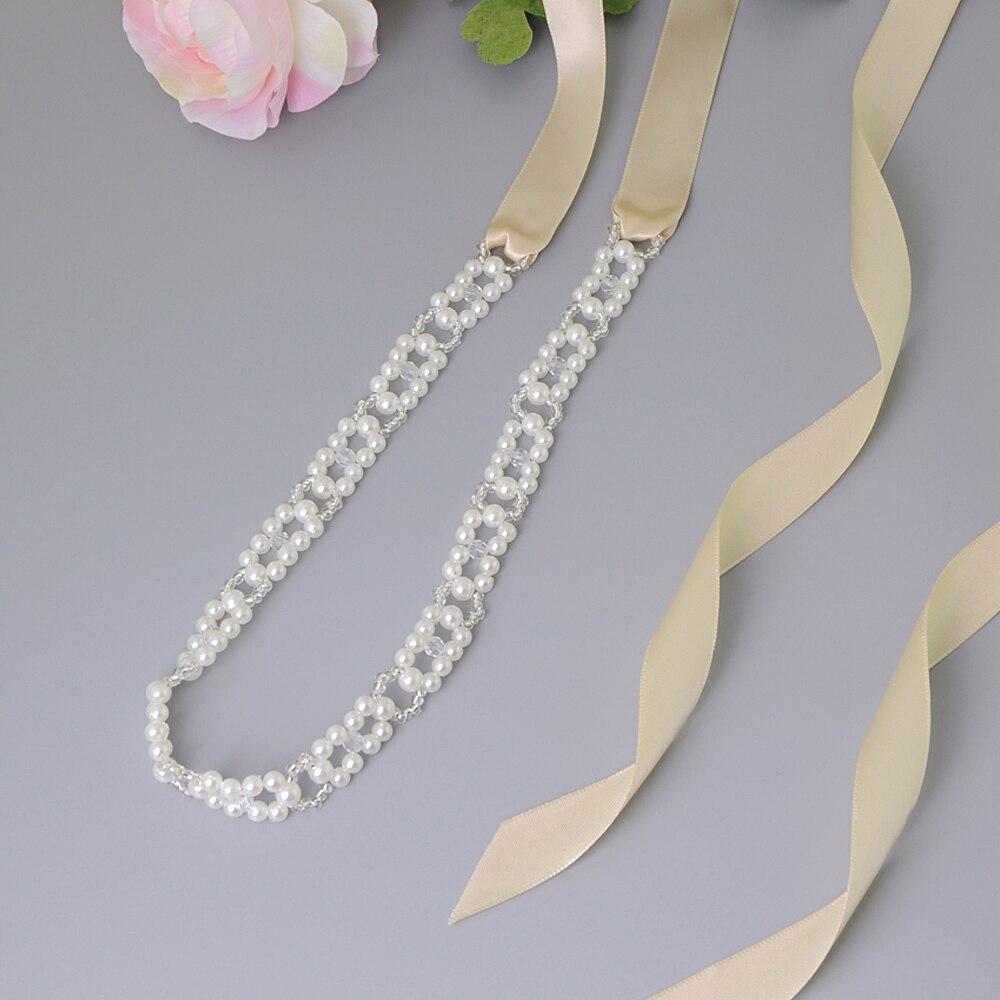 Trixy s246 pérolas faixas cinto de casamento cristal nupcial faixa marfim pérolas miçangas cinto nupcial faixa vestidos de casamento acessórios: champagne