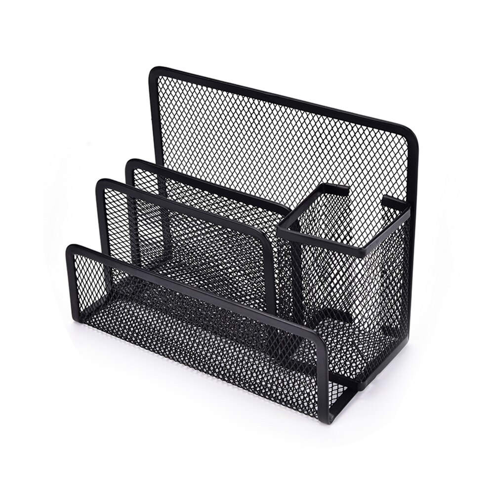 Multi-functional File Paper Organiser Storage Collection Metal Mesh Desk Organizer Pen Holder Stationery Office School Supplies