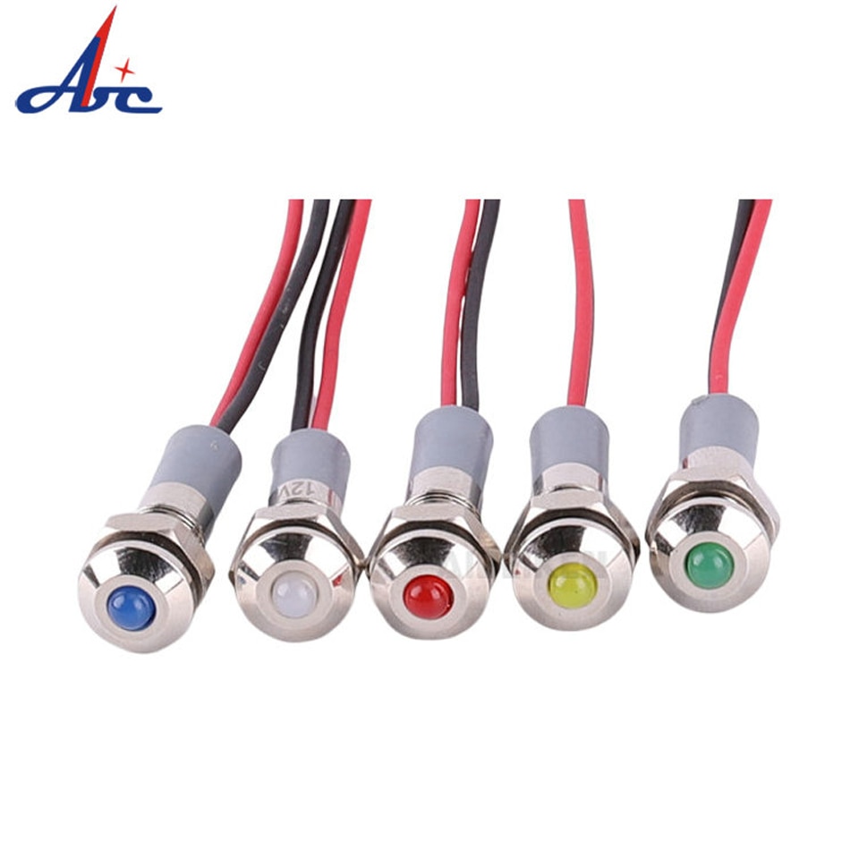 Mini 6 mm voyants led 12v 24v 110v 220v étanche  ip65 feux de signalisation voyant d'avertissement