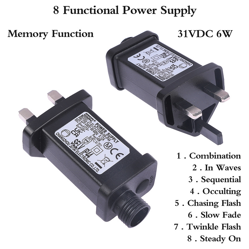 Transformateur 5V 24V 31V, alimentation 6W 3.6W, adapté aux décorations d'équipement LED de noël et d'halloween, prise ue US: Bleu