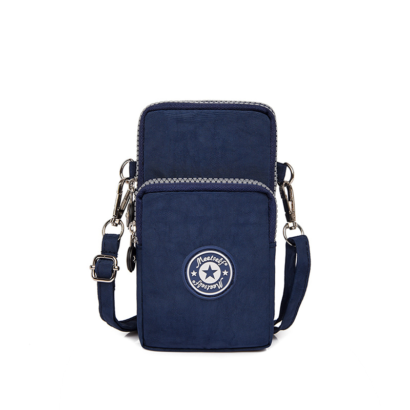 Crossbody Verticale Mobiele Telefoon Tas Vrouwen Hangende Arm Ouderen Mobiele Telefoon Tas Nek Doek Tas Draagbaar voor Wandelen Kleine Tas: Deep Blue