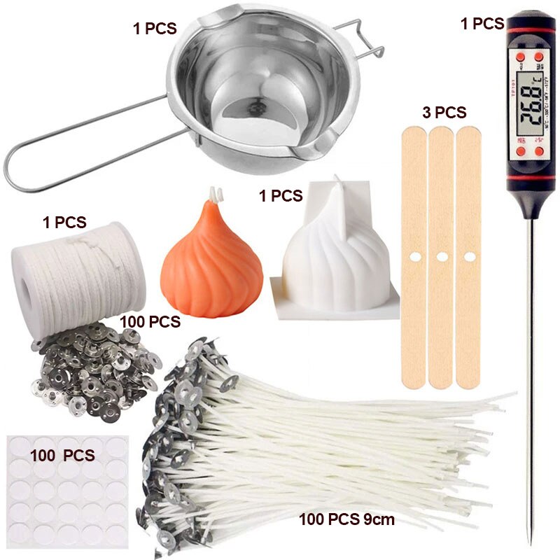 DIY Candle Crafting Kit Hand Making Craft Tool Wick Birthday Party Making Melting Pot Mould Suitable for Beginner Material: 307 pcs