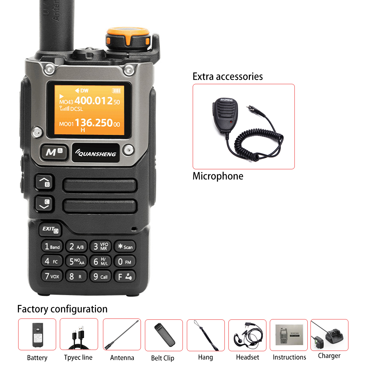 Quansheng uv -k6 walkie talkie 5w air band radio type c charge uhf vhf dtmf fm scrambler noaa wireless frequency two-way cb radio: Green / American