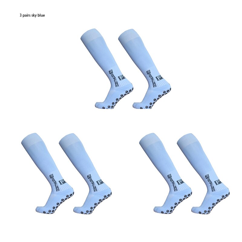 3pairs/set sport piłka nożna skarpety mężczyźni kobiety FS długa rurka skarpety piłkarskie silikonowy uchwyt antypoślizgowy skarpetki: 3pairs sky blue