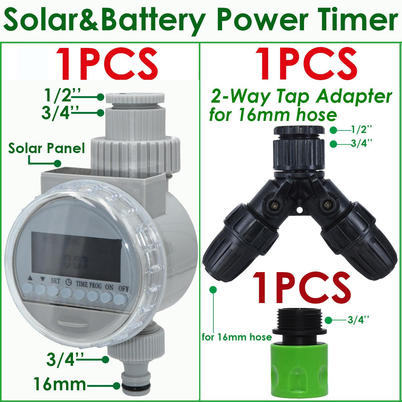 KESLA Garden Solar Battery Powered Watering Timer Drip Irrigation Greenhouse Electronic Automatic Irrigator Controller System: Silver
