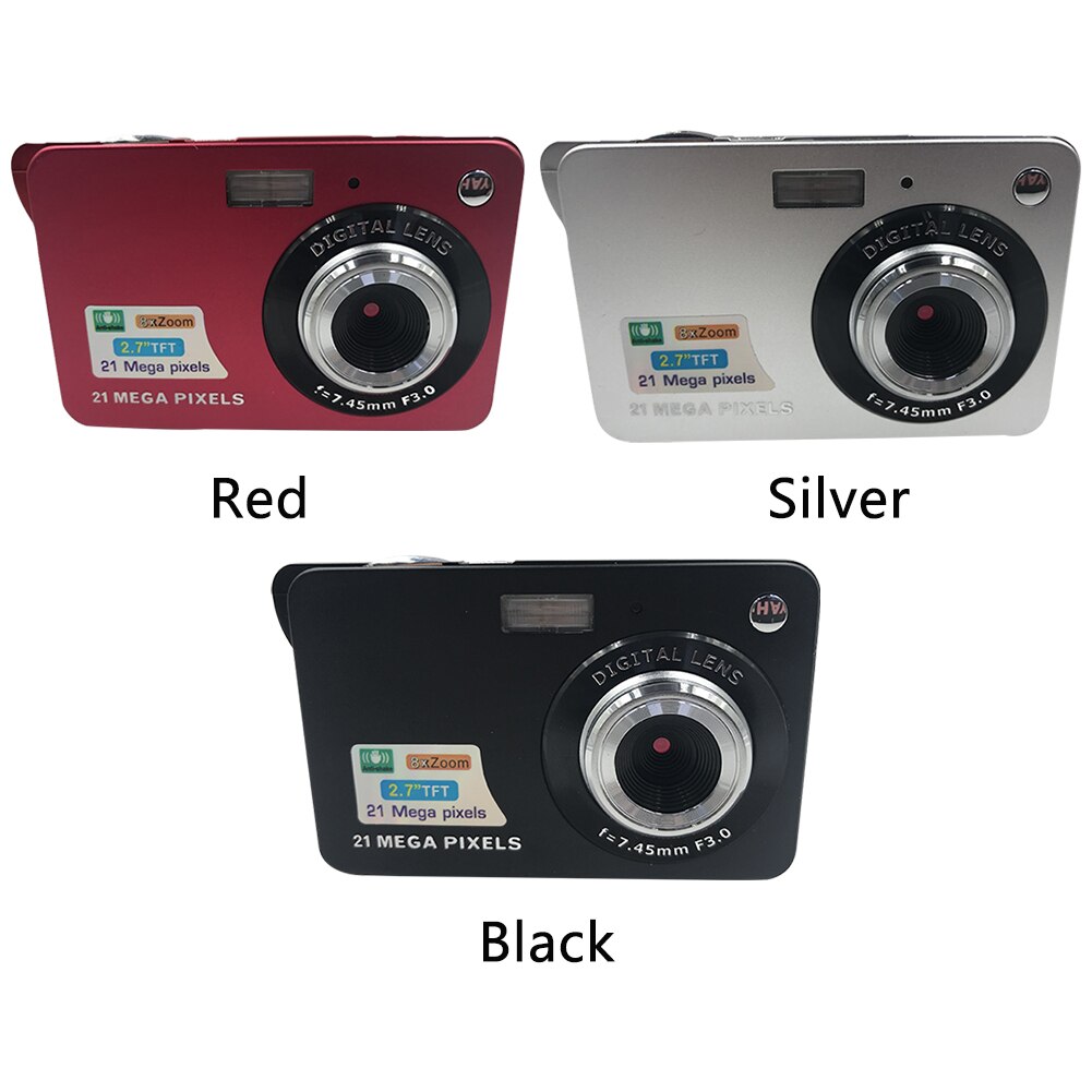 2100MP Outdoor Camping Kids Adults Selfie 8X Zoom Video Recording Mini Digital Camera USB Rechargeable Travel LCD Display