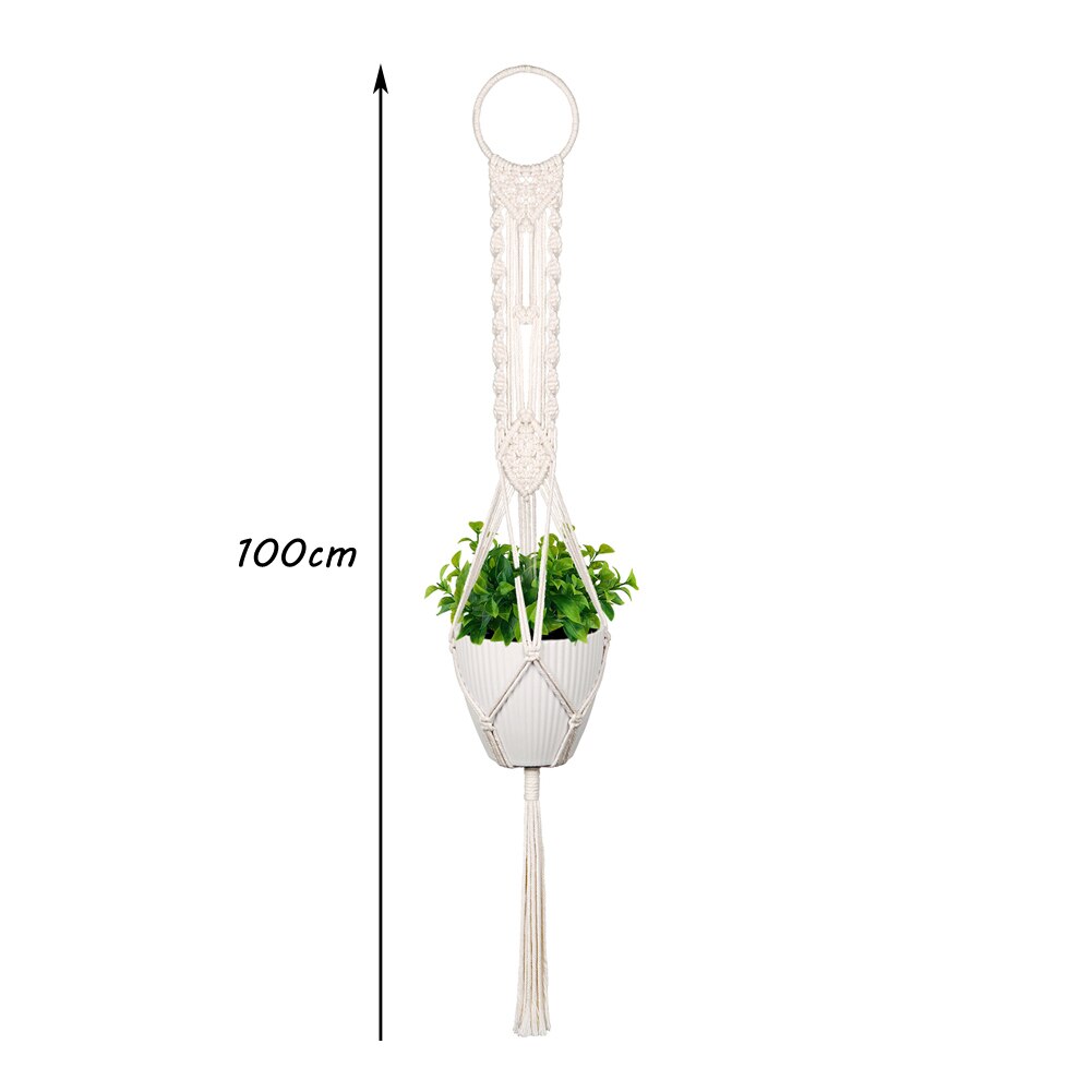 Colgador de macramé para colgar en la pared, macetas de jardín, macetas de flores, decoración de patio al aire libre: 100cm