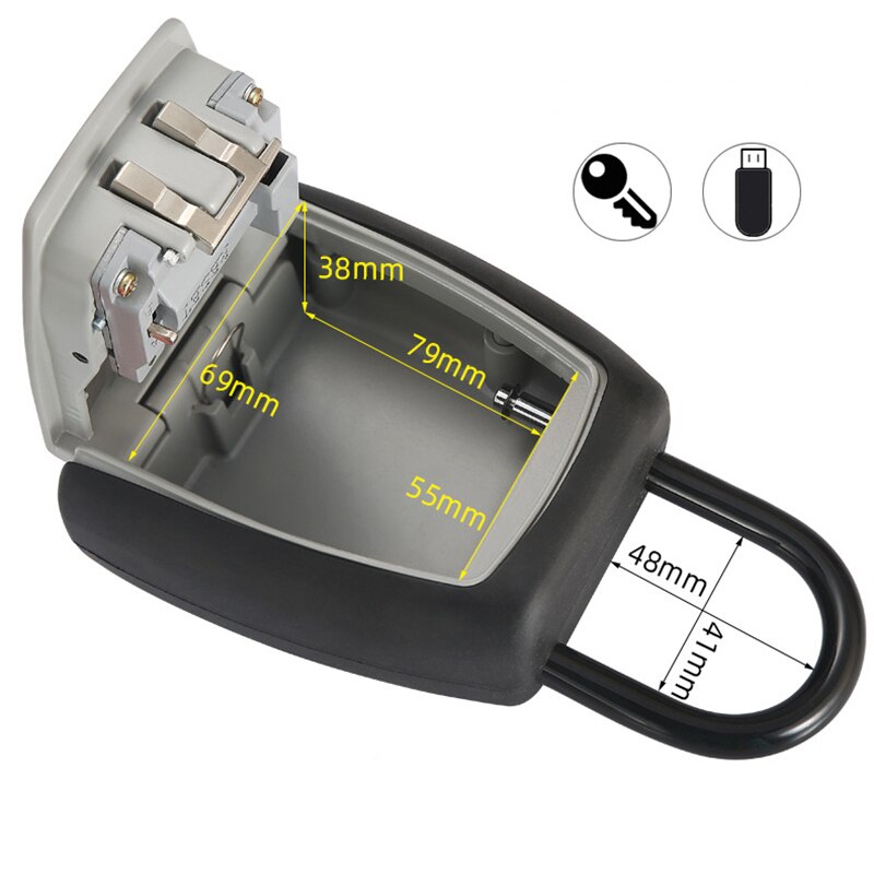 Password Key Box Grey Four-Digit Password Lock Outdoor Key Safe Box Keys Storage Box Padlock Use Organizer Boxes Key Storage Box