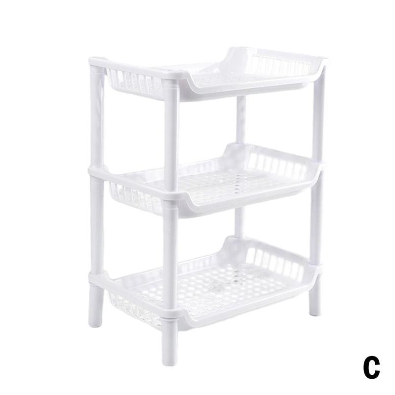 3 Layers Kitchen Organizer Storage Rack Holder Organization Sundries Shelf Assembled Plastic Storage Bathroom H7J7: White 1