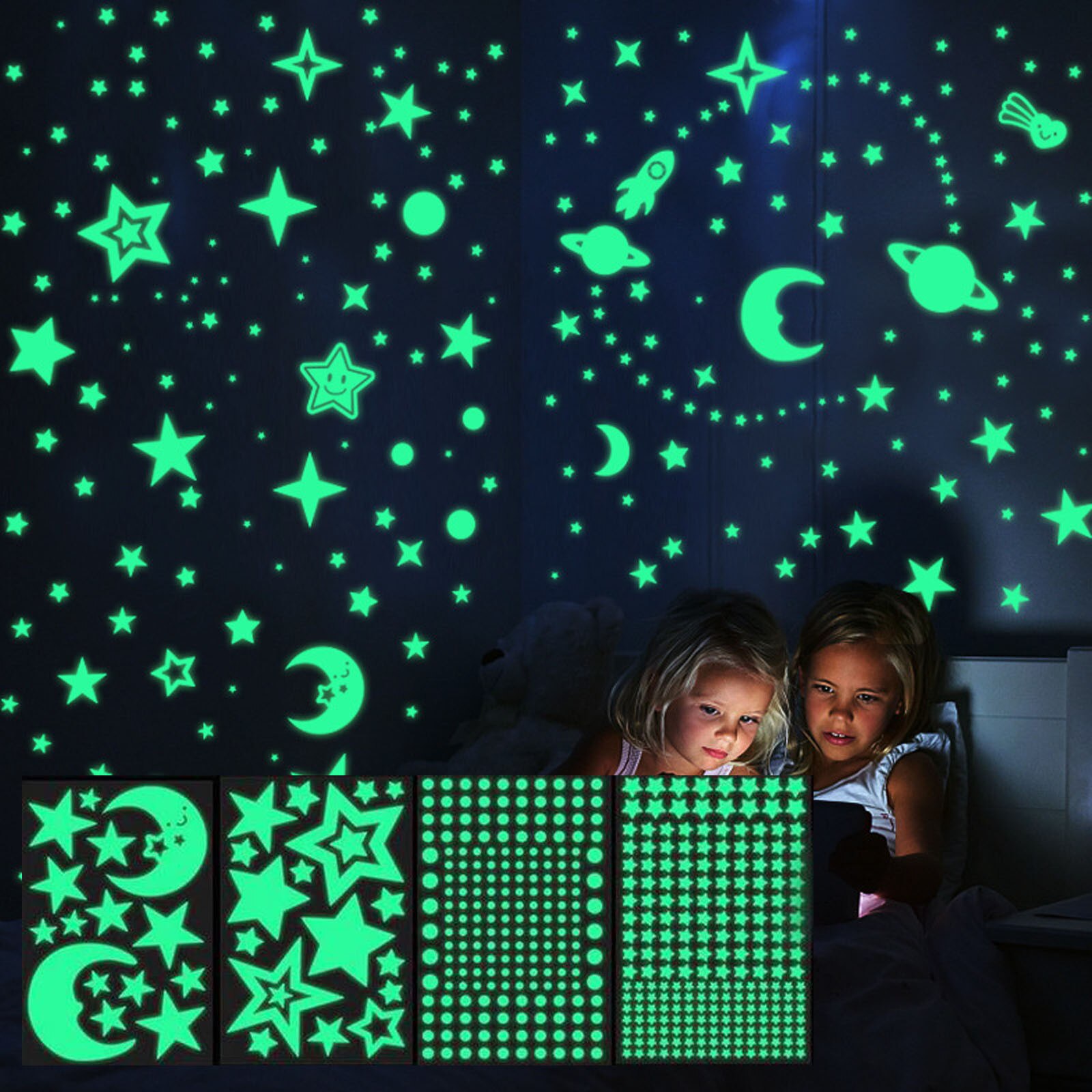 3D Bubble Lichtgevende Sterren Stippen Muursticker Kinderkamer Slaapkamer Home Decoration Decal Glow In The Dark Diy Stickers #40: C