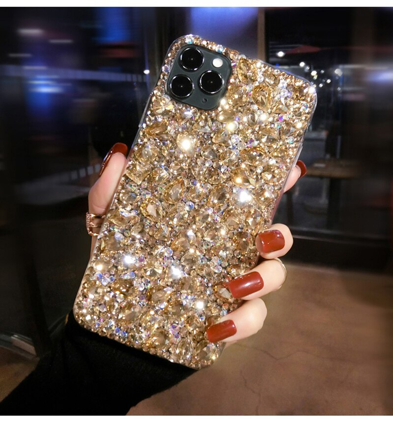 Luxury Gold Big Diamond Phone case For LG G6 G7 G8 G8S G8X ThinQ V30 V40 V50 V50S Q Stylo 4 5 K40 K50 Rhinestone Cover