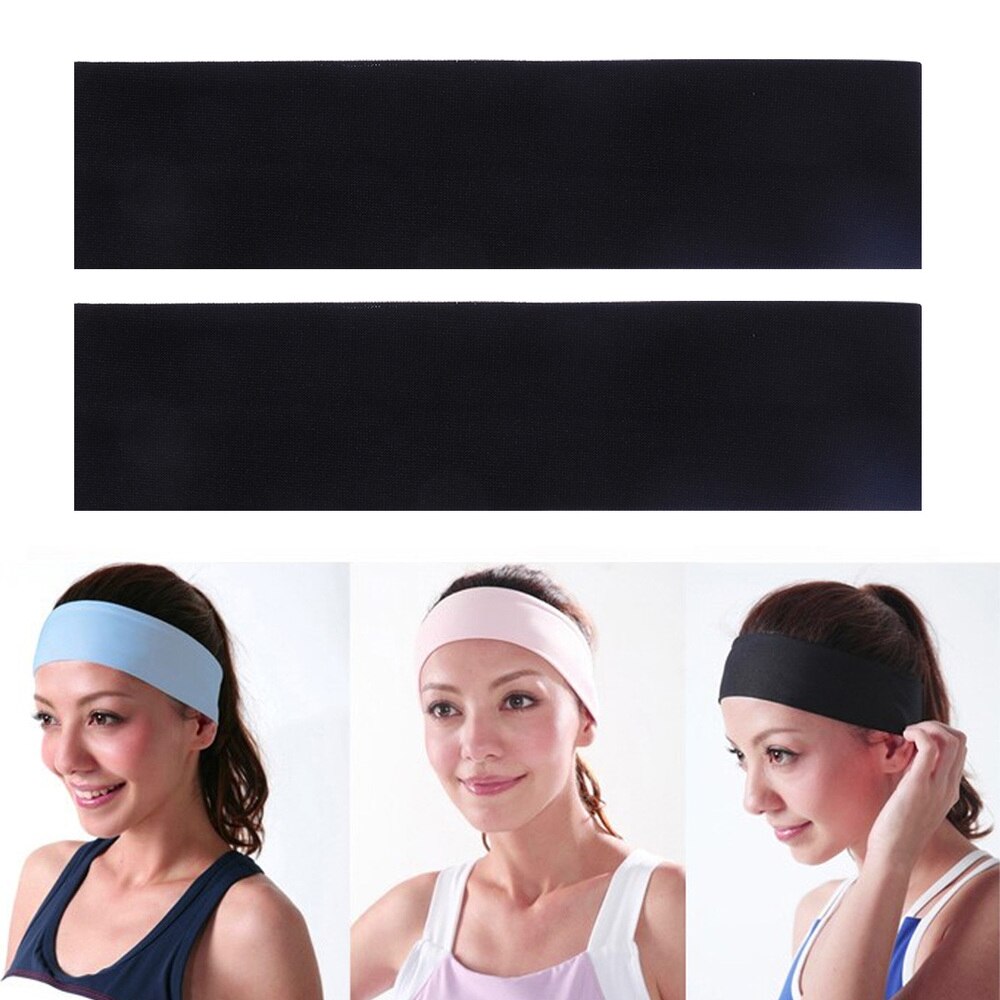 2 stk yoga hodebånd sports elastiske bandanaer sports yoga forsyninger dansesyklist bredt hodebånd stretchy tape hårbånd (hvit)