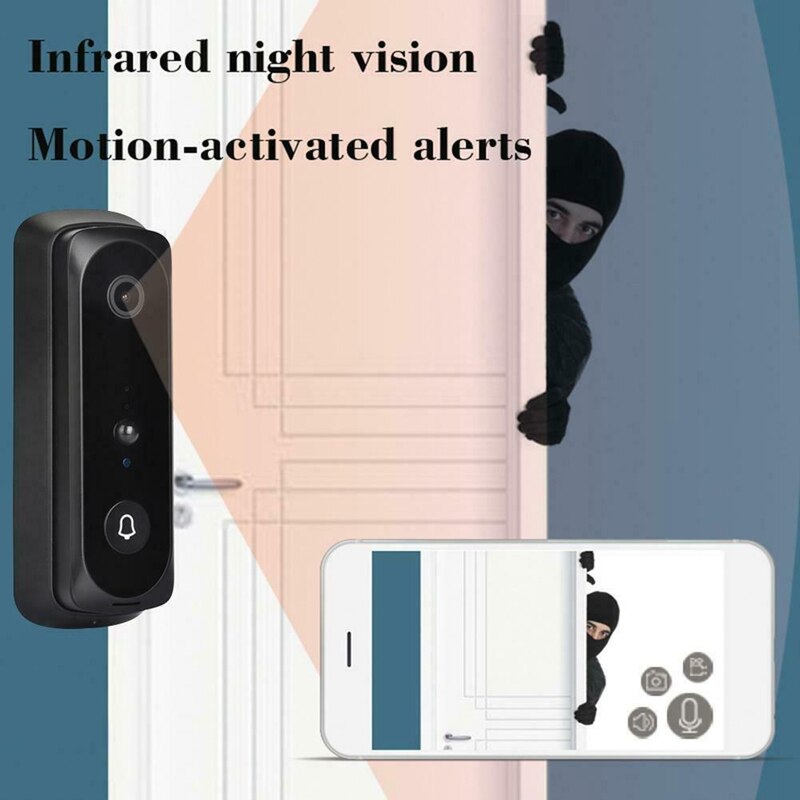 V20 Smart Wifi Video Deurbel Camera Visuele Intercom Met Chime Nachtzicht Ip Deurbel Draadloze Home Security Camera Zwart