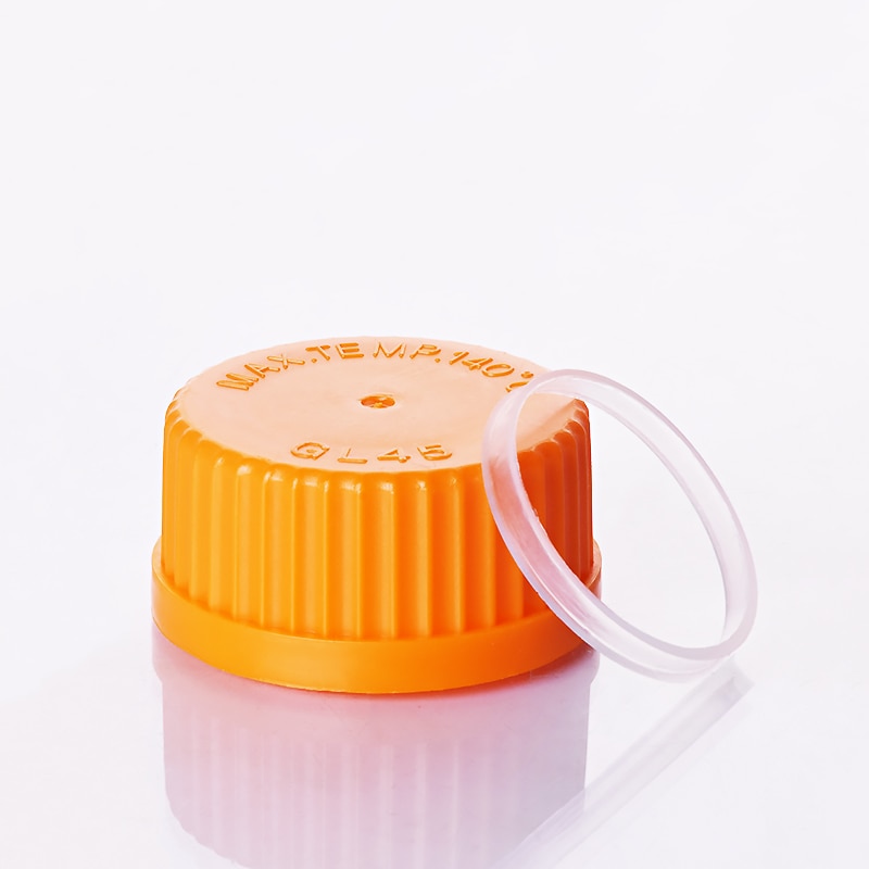 4 Uds tapa de rosca amarilla/azul/naranja, GL 45mm, tapa de rosca de plástico con anillo de bisel roscado