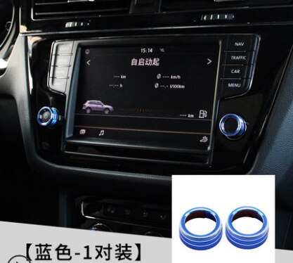Botón de Audio estéreo Control de volumen anillo cubierta de accesorios de coche para vw Tiguan mk2 Atlas t-roc Ateca de a: Azul