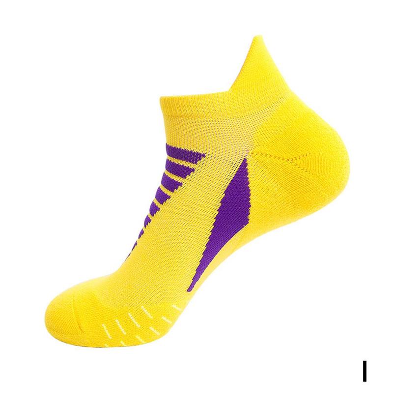 1Pair Cycling Thicken Men Basketball Socks Deodorant Quick-drying Breathable Running Male Sports Long Tube Sock: short Yellow 